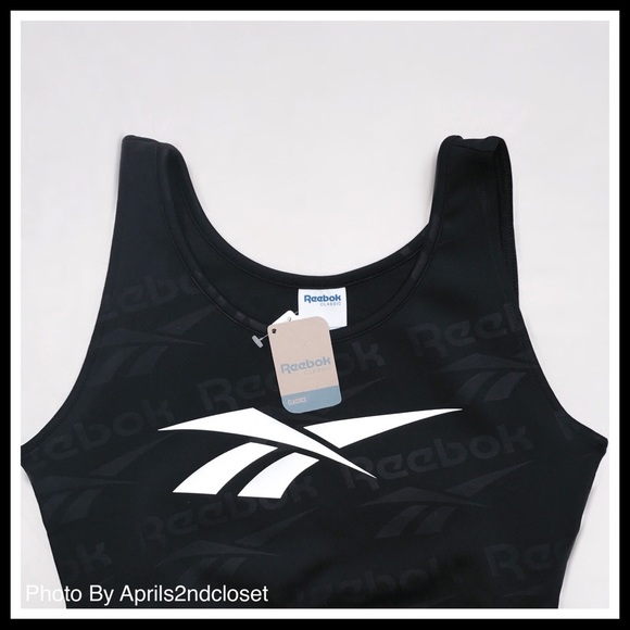 REEBOK BLACK CROP TANK TOP BRALETTE - Picture 5 of 7